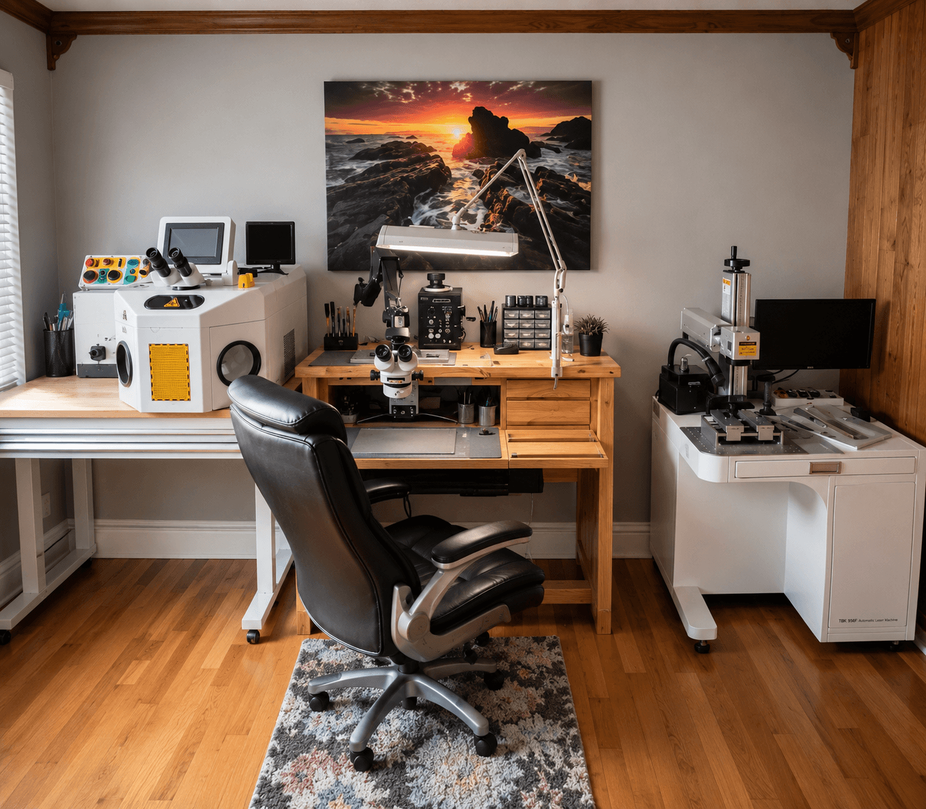The workshop equipped with laser welding and precision tools