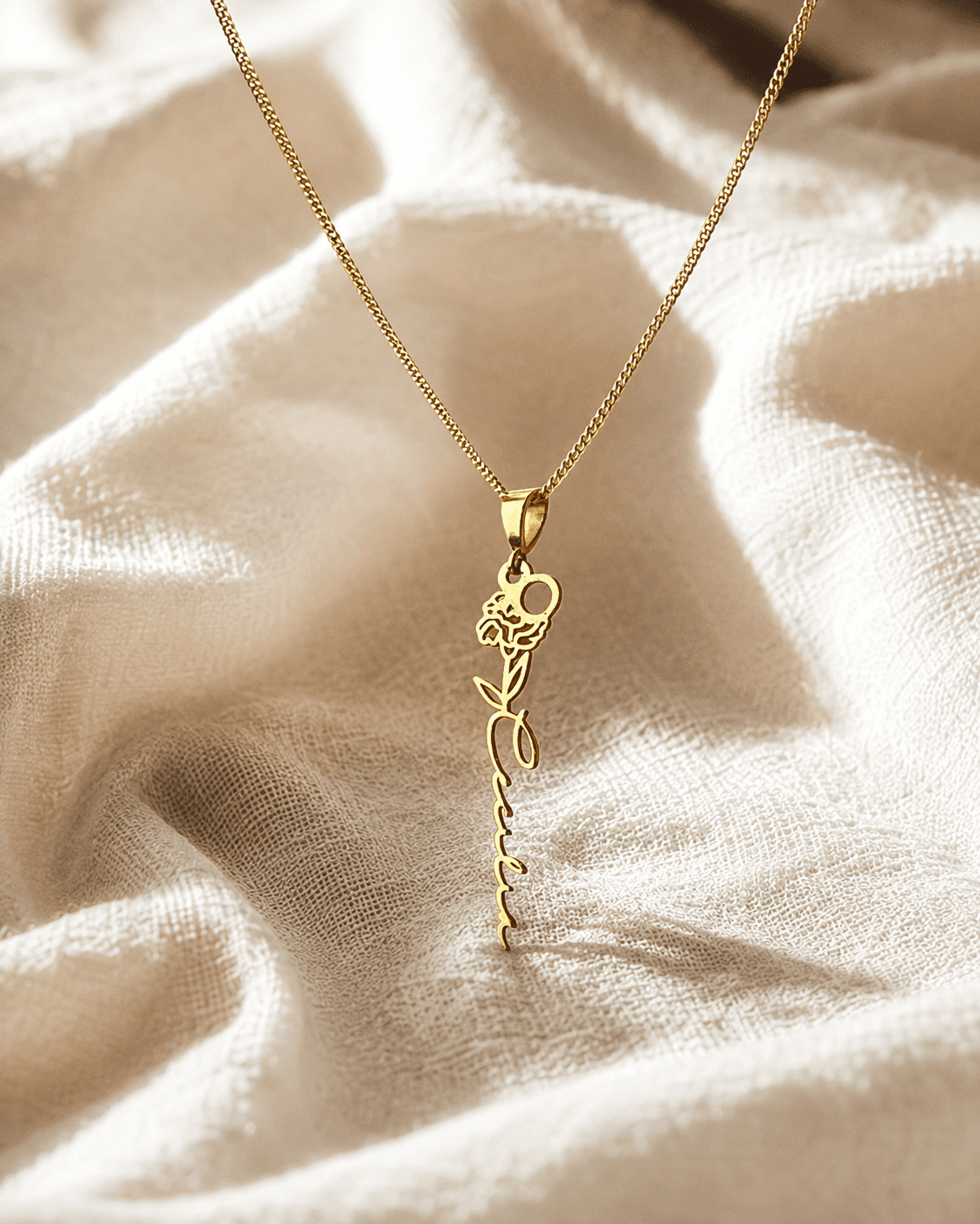Personalized rose name necklace – 925 silver, plated with 18k gold