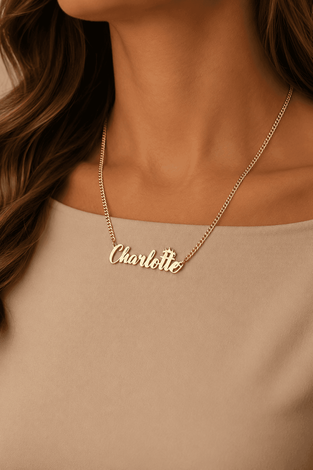 Custom royal name necklace - 925 silver, plated with 18k gold