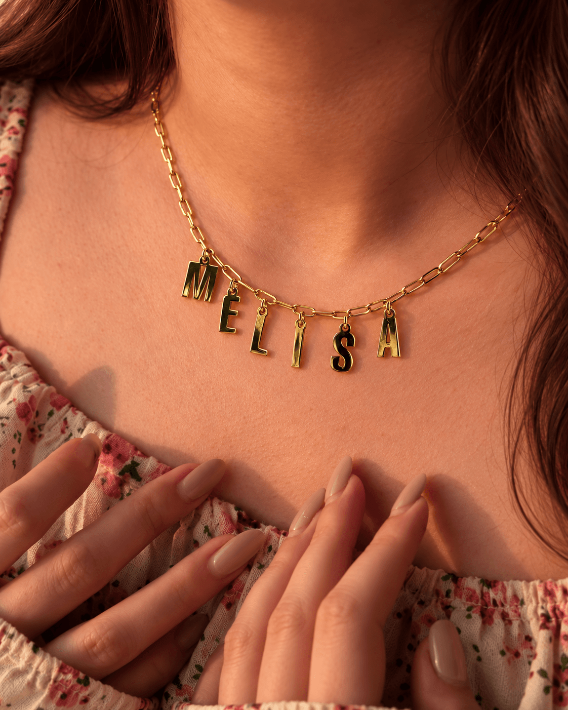 Personalized modern letter charm necklace