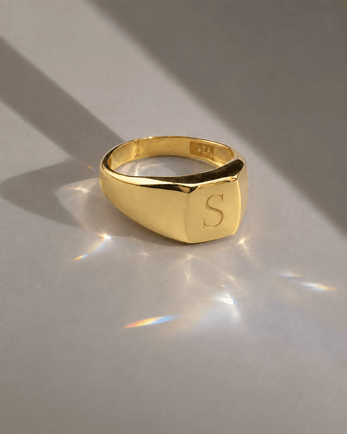 Personalized square initial signet ring