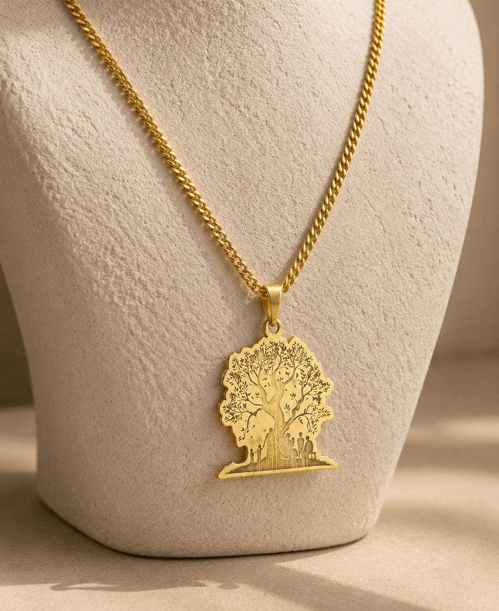Family Tree Pendant Necklace - 925 silver, plated with 18k gold