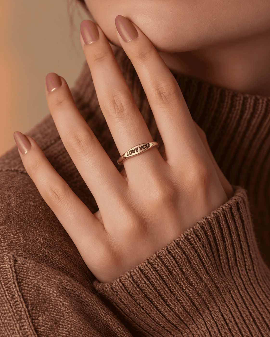 Love you engraved band ring